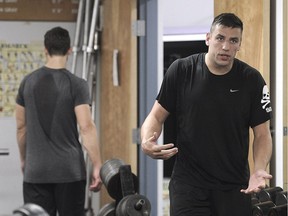 Milan Lucic was working on his pre-season training at South Delta Secondary School in Tsawwassen this week.