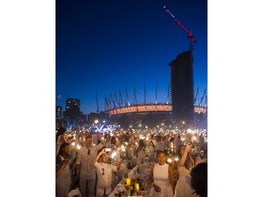The sparkler moment at Le Diner en Blanc at Concord Pacific Place Vancouver, August 18 2016.