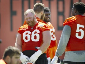 Tim O'Neill at Lions practice on Tuesday.