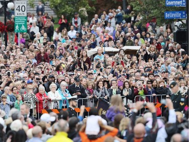 VICTORIA, BC - SEPTEMBER 24:  Crowds wait for the Royal Family to arrive at the Official Welcome Ceremony for the Royal Tour at the British Columbia Legislature on September 24, 2016 in Victoria, Canada.  Prince William, Duke of Cambridge, Catherine, Duchess of Cambridge, Prince George and Princess Charlotte are visiting Canada as part of an eight day visit to the country taking in areas such as Bella Bella, Whitehorse and Kelowna.