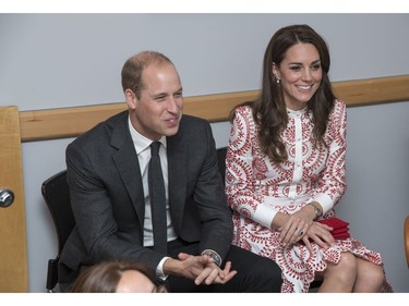 VANCOUVER, BC - SEPTEMBER 25:  Catherine, Duchess of Cambridge and Prince William, Duke of Cambridge smile during a visit to Sheway, a charity that helps vulnerable mothers battling issues such as addiction, during their Royal Tour of Canada on September 25, 2016 in Vancouver, Canada.