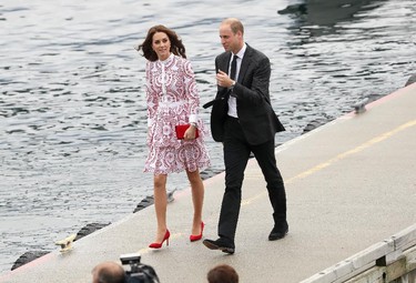 Catherine, Duchess of Cambridge and Prince William, Duke of Cambridge after they arrive by sea plane at the Vancouver Harbour Flight Centre during their Royal Tour of Canada on September 25, 2016 in Vancouver, Canada.