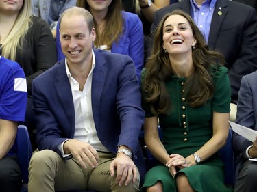 Prince William, Duke of Cambridge and Catherine Duchess of Cambridge watch a volleyball match on a visit to Kelowna University during their Royal Tour of Canada on September 27, 2016 in Kelowna, Canada. Prince William, Duke of Cambridge, Catherine, Duchess of Cambridge, Prince George and Princess Charlotte are visiting Canada as part of an eight day visit to the country taking in areas such as Bella Bella, Whitehorse and Kelowna.