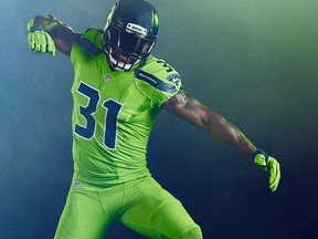 Kam Chancellor in the Seahawks' new Action Green.