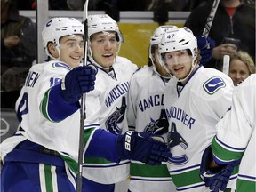 Bo Horvat, 53, Jake Virtanen, 18 and Sven Baertschi, 47 had some good times in the second half of last season