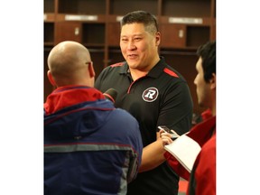 Ottawa Redblacks offensive line coach Bryan Chiu has no desire to put on the pads again.