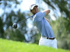 Garrett Rank, of Elmira, Ont., tees off on his way to victory in the final round of the Canadian Men's Mid-Amateur Championship at The Dunes at the Château-Bromont Golf Club, Bromont, Que., last week.