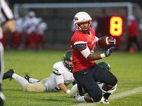 Jalen Jana rushed for 262 yards and a touchdown, and even threw for another, in the Clan's loss to Humboldt State at Swangard Stadium on Saturday. Ron Hole/SFU athletics