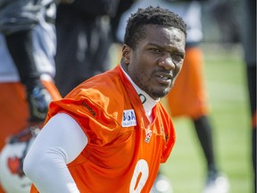 B.C. Lions Bo Lokombo during practice at Surrey in September 2015.