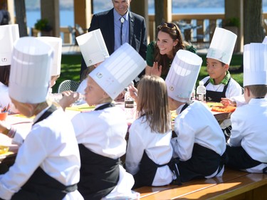 The Duchess of Cambridge meets young chefs at the Mission Hill Winery in Kelowna, B.C., Tuesday, Sept. 27, 2016.
