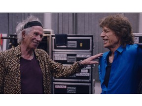 Keith Richards (left) and Mick Jagger share a laugh in The Rolling Stones Olé, Olé, Olé!: A Trip Across Latin America.