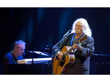 Legendary musician David Crosby live on stage at the Vogue Theatre in Vancouver on September 15, 2016  Crosby 75,  had his son James Raymond play piano with him on stage.