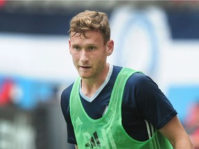 Vancouver Whitecaps striker Kyle Greig (47) trains at B.C. Place Stadium in Vancouver on Monday. Greig made his debut for the Caps' first team in the friendly against Premier League side Crystal Palace on July 19. NICK PROCAYLO/PNG