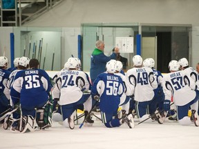 WHISTLER, B.C.: September 26, 2016 -- Prospective Canuck players during the annual Canucks Whistler training camp at Whistler's Meadow Park Sports Centre,  Friday, September 23, 2016. Photo credit:  David Buzzard [PNG Merlin Archive]