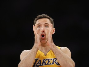 Steve Nash, near the end of his NBA career with the Los Angeles Lakers.