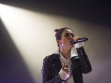 VANCOUVER,BC:OCTOBER 5, 2016 -- Teagan of the Vancouver duo Tegan and Sara performs in concert at the Queen Elizabeth in Vancouver, BC, October, 5, 2016. (Richard Lam/PNG) (For Francois Marchand) 00045501A [PNG Merlin Archive]