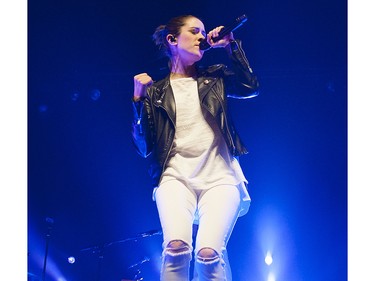 VANCOUVER,BC:OCTOBER 5, 2016 -- Sara of the Vancouver duo Tegan and Sara performs in concert at the Queen Elizabeth in Vancouver, BC, October, 5, 2016. (Richard Lam/PNG) (For Francois Marchand) 00045501A [PNG Merlin Archive]
