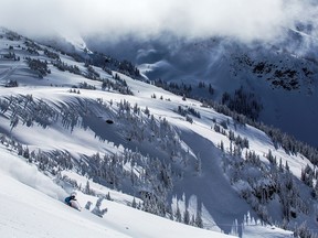 Skiing at Revelstoke Mountain.