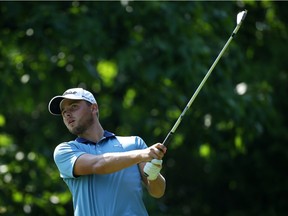 IVANHOE, IL - JUNE 10: Adam Svensson of Canada watches his tee shot on the sixth hole during the second round of the Web.com Tour Rust-Oleum Championship at the Ivanhoe Club on June 10, 2016 in Ivanhoe, Illinois.