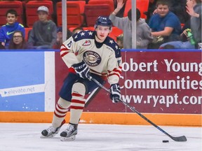 Tri-City Americans centre Michael Rasmussen of Surrey missed Sunday's game against the Vancouver Giants with a lower body injury.