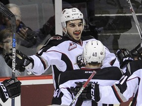 Vancouver Giants celebrate Matt Barberis's second-period goal against the Everett Silvertips at the Pacific Coliseum in Vancouver in December 2015. Mark van Manen/PNG files
