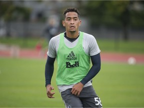 Vancouver Whitecaps midfielder Will Seymore in practice at UBC on Thursday.