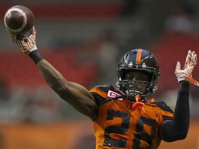 B.C. Lions Anthony Thompson warms up before taking on the Toronto Argonauts at B.C. Place Stadium in Vancouver on July 7. Gerry Kahrmann/PNG files