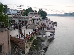 The north side of the Ganges is where spiritual practices like meditation, yoga and aarti take place.