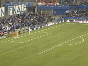 Pitch problems at Olympic Stadium in Montreal.