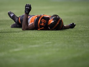 This was Manny Arceneaux last Sunday. Five days later, he pronounces himself fit to appear in Sunday's West final against the Calgary Stampeders.