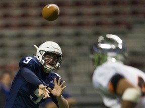 Notre Dame quarterback Steven Moretto was once again special, leading his Jugglers past New Westminster and into the Subway Bowl championship Dec. 3 at B.C. Place Stadium. Gerry Kahrmann/PNG