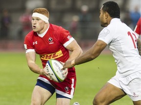 Connor Braid in action for Canada vs. Tonga in 2015 at Swangard Stadium in Burnaby.