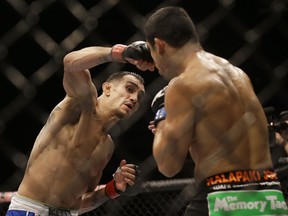Tony Ferguson, left, takes an eight-match winning streak into his fight with Rafael dos Anjos in Mexico City on Saturday.