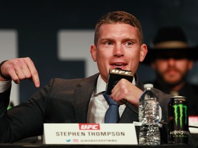 NEW YORK, NY - SEPTEMBER 27:  Stephen Thompson addresses the media during the UFC 205 press conference at The Theater at Madison Square Garden on September 27, 2016 in New York City.  (Photo by Michael Reaves/Getty Images)