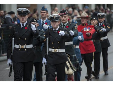 Annual Remembrance Day ceremony at the Victory Square cenotaph in Vancouver, BC Friday, November 11, 2016.