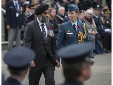 Minbister of National Defence Harjit Sajjan at the annual Remembrance Day ceremony at the Victory Square cenotaph in Vancouver, BC Friday, November 11, 2016.