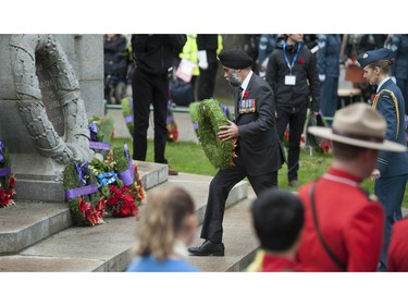 Minister of National Defence Harjit Sajjan at the annual Remembrance Day ceremony at the Victory Square cenotaph in Vancouver, BC Friday, November 11, 2016.
