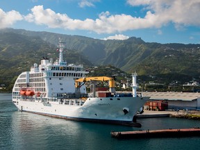Aranui 5 is half-freighter, half cruise ship. She makes her home year-round in the South Pacific.