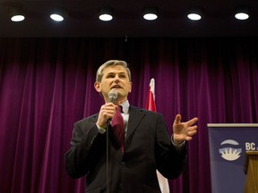 Andrew Wilkinson delivers his speech to supporters as a candidate in Vancouver-Quilchena for the B.C. Liberals in Vancouver on Feb. 17, 2013.