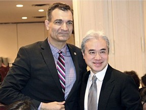 Liberal MP Joe Peschisolido with Paul Oei. Photo provided anonymously, date and circumstance of photo not known.