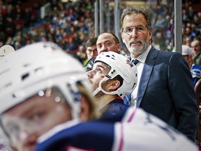 John Tortorella looks on from the bench during Sunday's game against the Canucks.