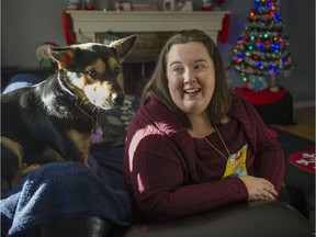 Sarah Jane Moores and her dog Tazzi, were evacuated from Fort McMurray during the wildfires last year. She and her partner are trying to make a new life for themselves in B.C., but they need extra help from the Maple Ridge Pitt Meadows Christmas Hamper Society, one of the agencies supported by the Empty Stocking Fund.