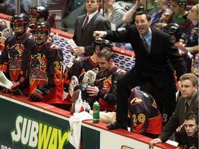 Paul Dal Monte makes a point as head coach of the old Vancouver Ravens tin 2004.