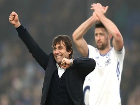 Antonio Conte, the colourful manager of Chelsea, celebrates his side's win against Crystal Palace on Dec. 17 in London. Chelsea will be looking to win its 12th consecutive league game on Boxing Day, but will face Bournemouth without a couple key stars.