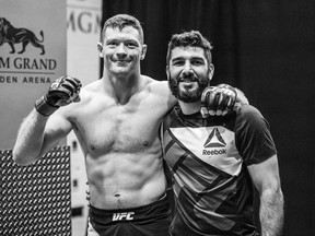 Aiemann Zahabi (right) poses with Joseph Duffy following the Tristar Gym representatives win over Mitch Clarke in July.