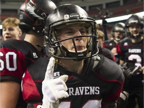 Terry Fox's Devin Passaglia celebrates after kicking the winning field goal Saturday in the Subway Bowl triple-A championship final at B.C. Place Stadium.