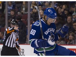 Markus Granlund celebrates his goal against the Winnipeg Jets.