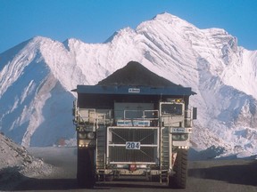 A truck hauls a load at Teck Resources Coal Mountain operation near Sparwood in a handout photo in 2015.