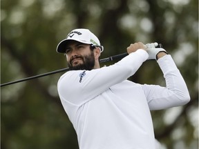 Adam Hadwin watches his tee shot on the sixth hole during the final round of the CareerBuilder Challenge golf tournament on the Stadium Course at PGA West, Sunday, Jan. 22, 2017, in La Quinta, Calif. Hadwin is ready to build on his history-making round of 59.