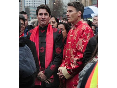 Prime Minister Justin Trudeau with Mayor Gregor Robertson attends the 44th annual  Chinese New Year Parade in Vancouver, BC., January 29, 2017.